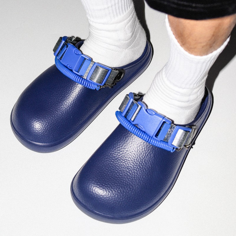 Men'S Shoes Navy Blue - Navy Blue Platform Buckle Clogs Men,