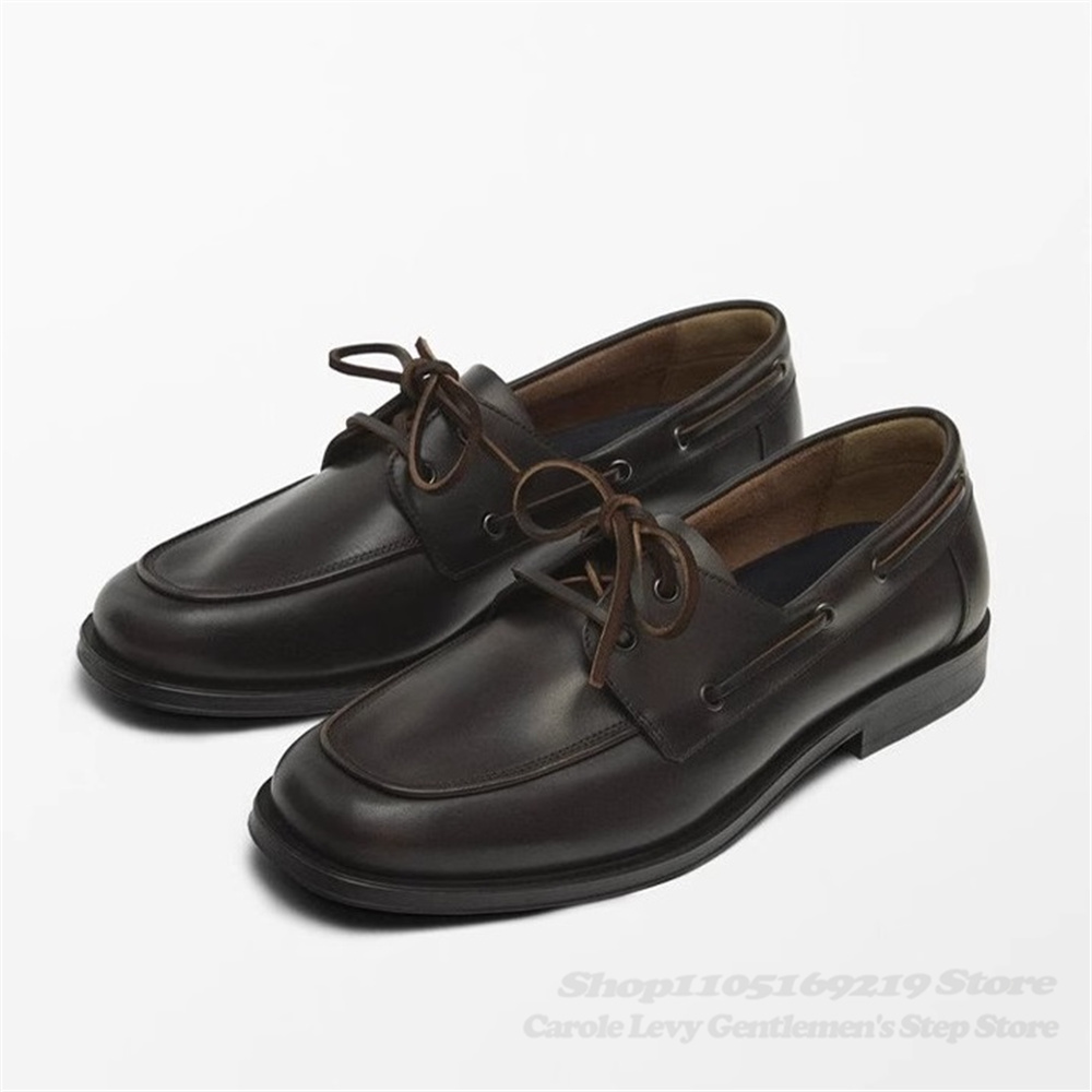 Men Shoes Boss - Brown Cowhide Loafers Autumn New British