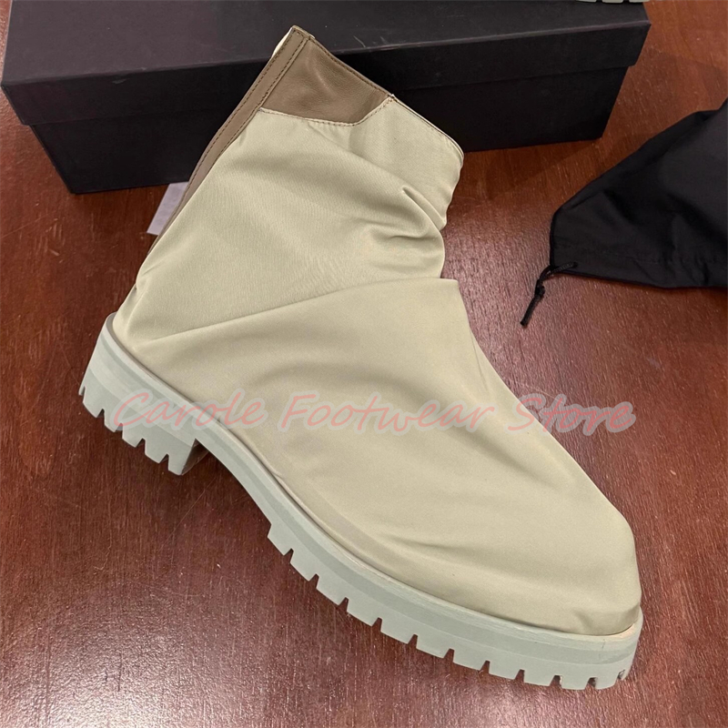 Men'S Shoes With Height Increase - Pleated Nylon Cloth High Top Male