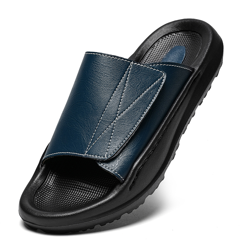 Easy-top Leather Slide Slipper - Men'S Shoes With Velcro recensione e prezzo