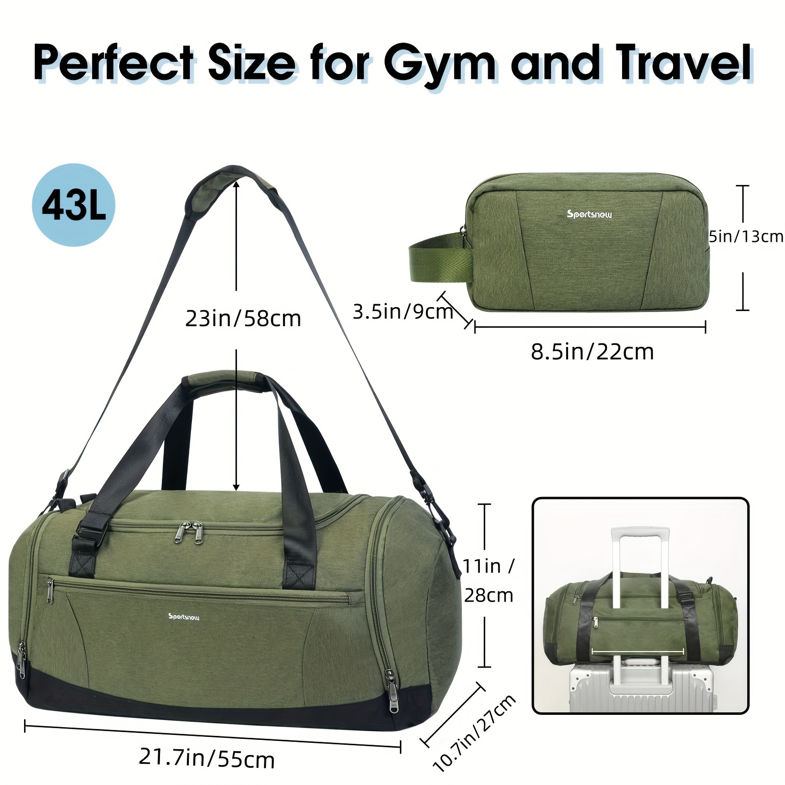 Large Capacity Travel Duffel w - Men'S Shoes Navy Blue recensione e prezzo